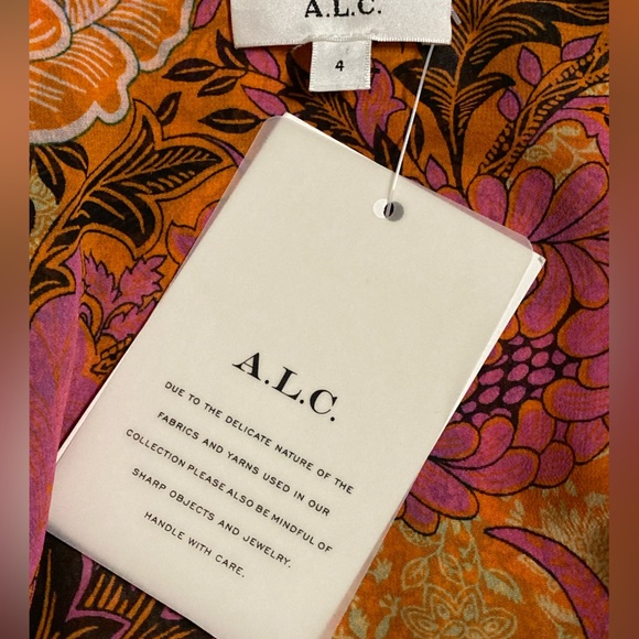 NWT A.L.C. Samara Pink and Orange Floral Print Top - Sz 4 - Picture 6 of 8